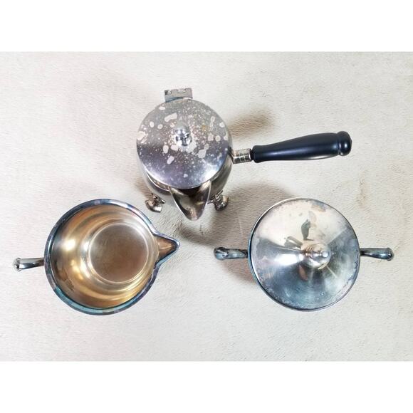 Sheridan Silverplate Sugar Bowl Creamer Coffee Pourer Vintage Collectible - Picture 13 of 15
